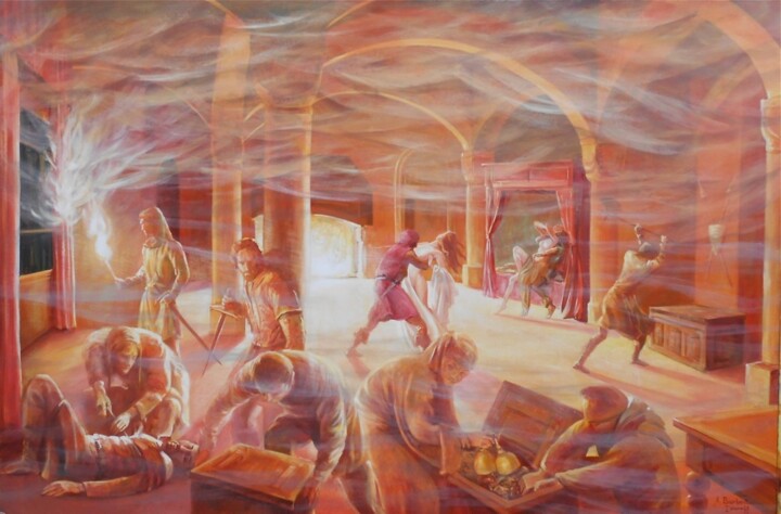 Malerei mit dem Titel "COSENZA DANS LA TOU…" von Alexandre Barberà-Ivanoff, Original-Kunstwerk, Acryl