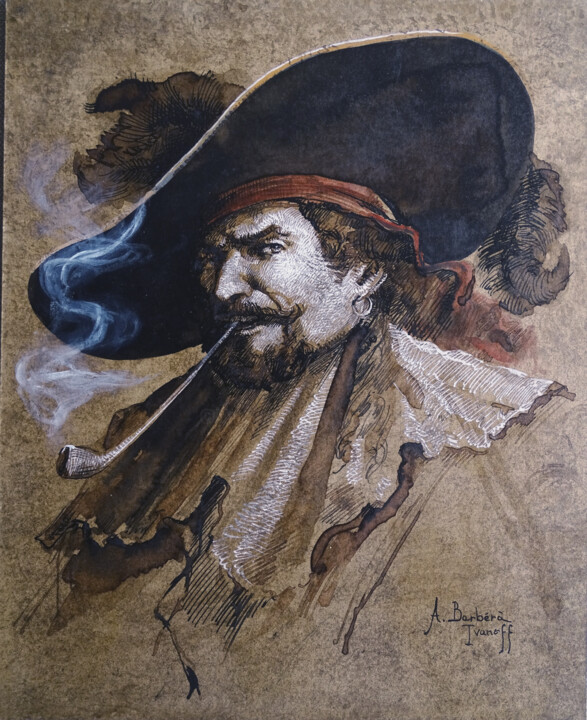 「Manu / Encre, gouac…」というタイトルの描画 Alexandre Barberà-Ivanoffによって, オリジナルのアートワーク, インク