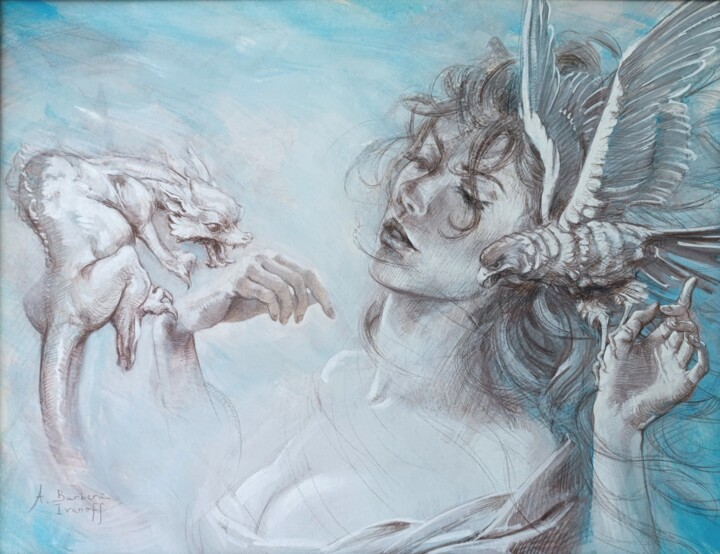 Pintura titulada "Schizophrenia" por Alexandre Barberà-Ivanoff, Obra de arte original, Gouache Montado en Otro panel rígido