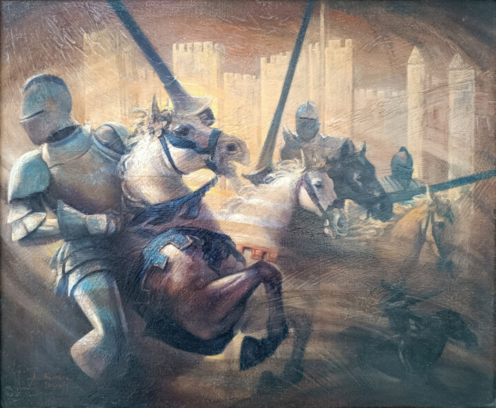 Painting titled "Carrousel" by Alexandre Barberà-Ivanoff, Original Artwork, Oil Mounted on Wood Stretcher frame