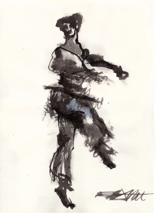 Drawing titled "N°925 Danse" by Alexandre Dumitrescu, Original Artwork, Ink