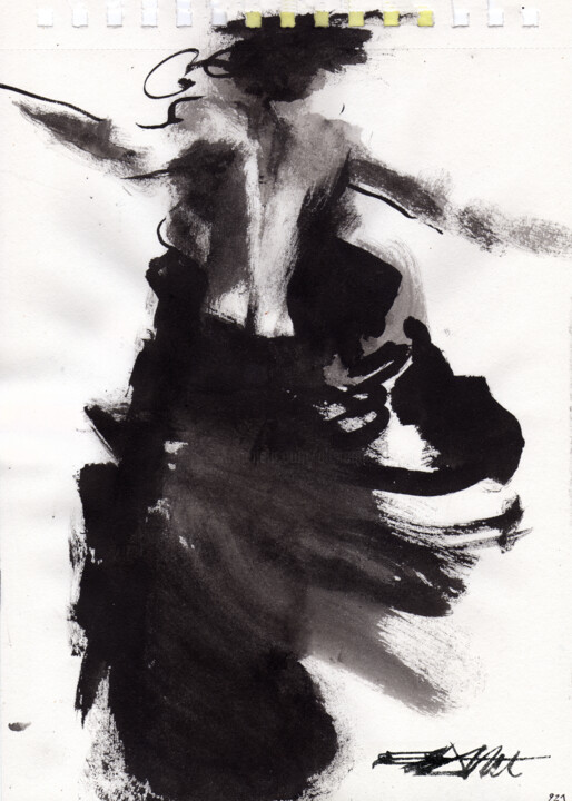 Painting titled "N°921 Danse" by Alexandre Dumitrescu, Original Artwork, Ink