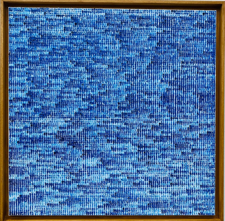 "Bleu Phtalo aka Pool" başlıklı Tablo Alexandre Geoffroy tarafından, Orijinal sanat, Petrol Ahşap Sedye çerçevesi üzerine mo…