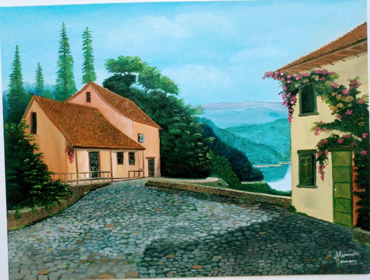 Pintura intitulada "casa da serra" por Alexandre Germano, Obras de arte originais, Óleo