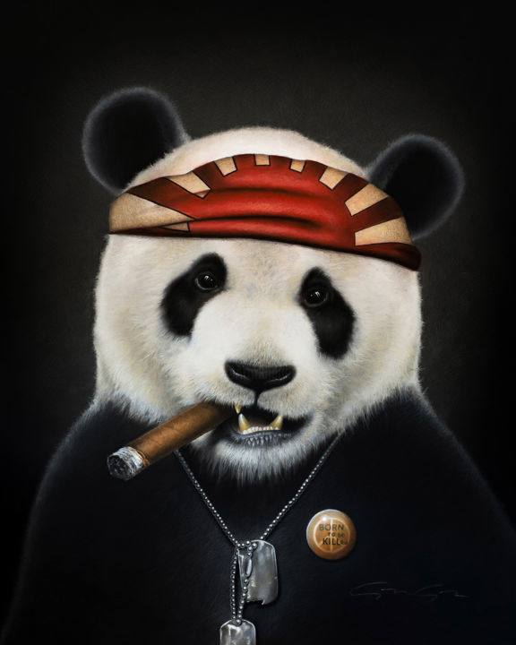 Σχέδιο με τίτλο "Kung Fou Panda" από Alexandre Granger, Αυθεντικά έργα τέχνης, Παστέλ