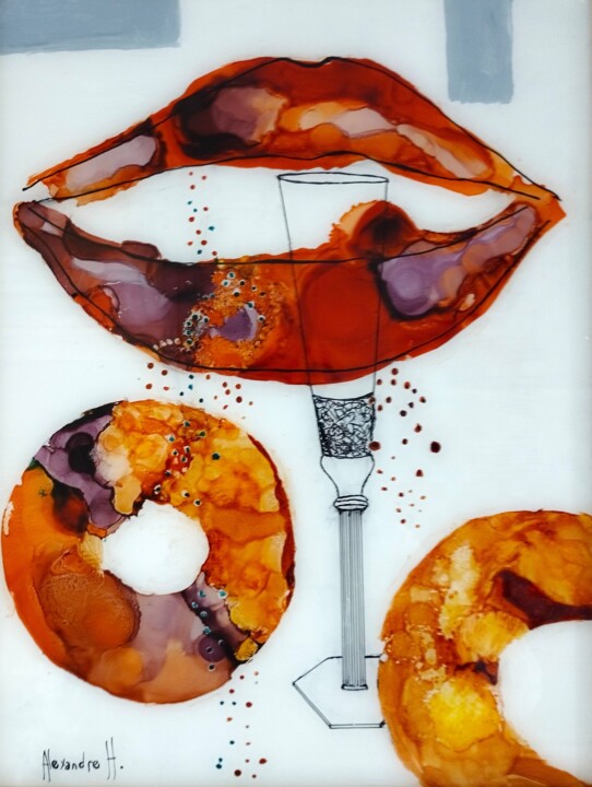 Painting titled "Le goût du champagne" by Alexandre H., Original Artwork, Acrylic