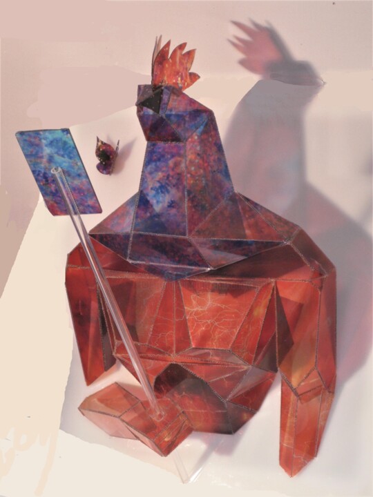 Sculpture titled "Selfie - vitrail" by Alexandre H., Original Artwork, Glass