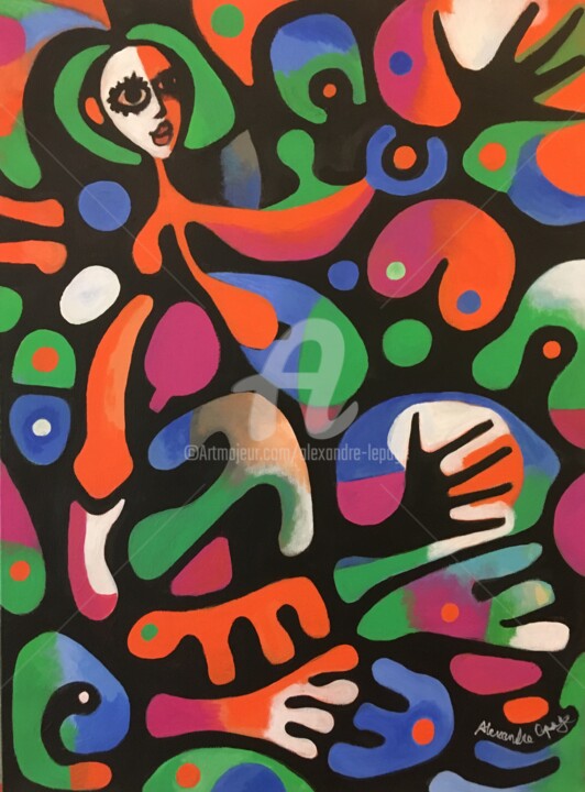 Painting titled "Summer Girl" by Alexandre Lepage, Original Artwork, Acrylic Mounted on Wood Stretcher frame