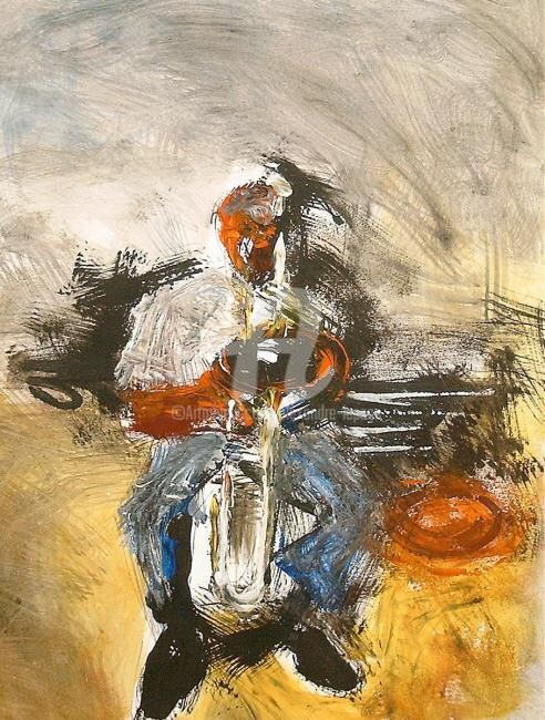 Картина под названием "Jazz en liberté" - Alexandre Lepage, Подлинное произведение искусства, Акрил