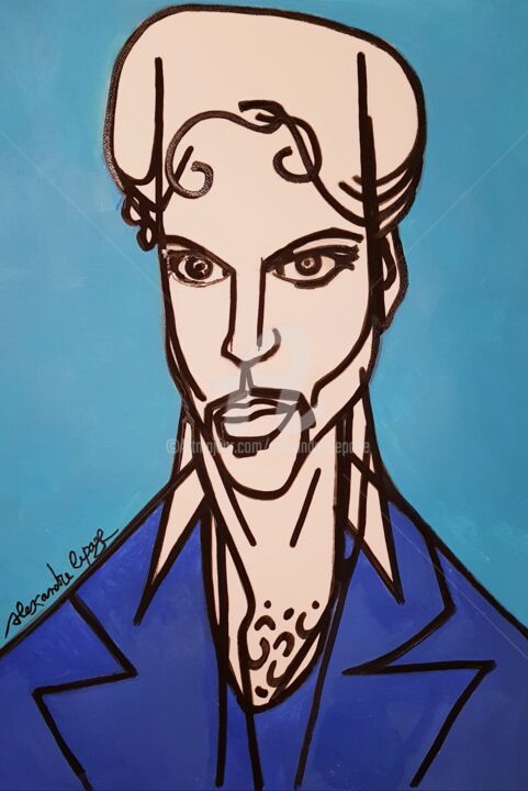Painting titled "Prince" by Alexandre Lepage, Original Artwork, Acrylic