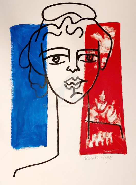 Pintura intitulada "Marianne" por Alexandre Lepage, Obras de arte originais, Acrílico