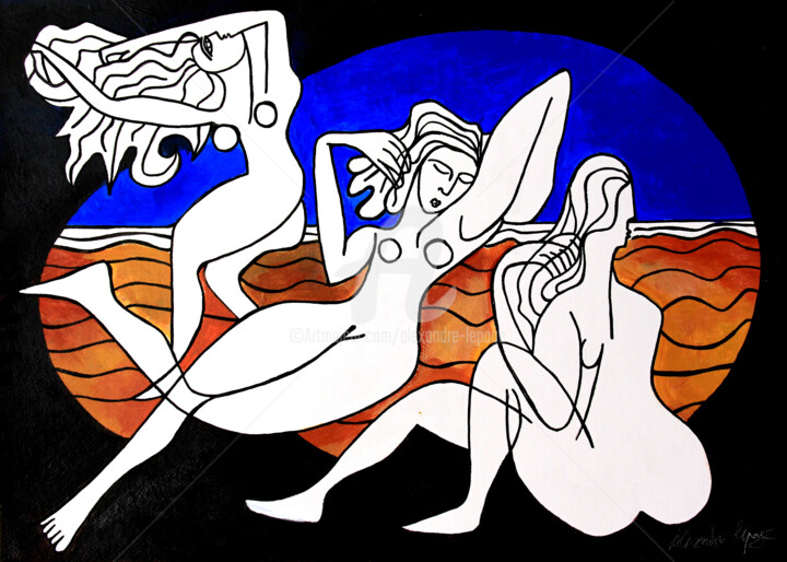 Pintura titulada "Au bord de la mer..." por Alexandre Lepage, Obra de arte original, Acrílico
