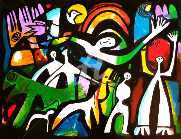 Peinture intitulée "En liberté" par Alexandre Lepage, Œuvre d'art originale, Acrylique