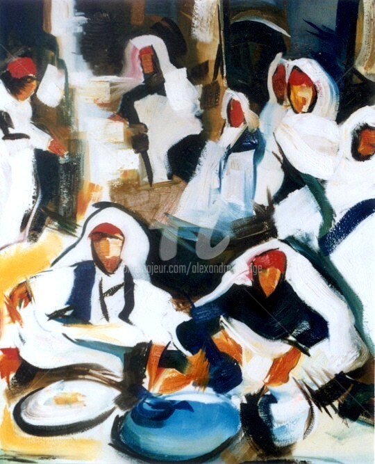 Pintura titulada "Le souk" por Alexandre Lepage, Obra de arte original, Oleo