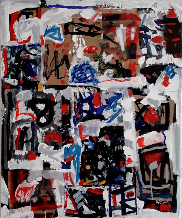 Peinture intitulée "Assemblage improvisé" par Alexandre Pons, Œuvre d'art originale, Acrylique