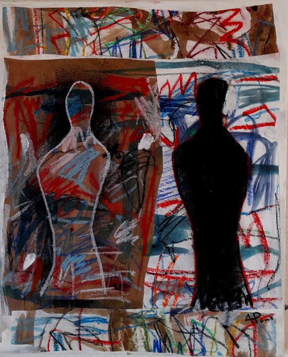 Peinture intitulée "Ombre et silhouette" par Alexandre Pons, Œuvre d'art originale, Acrylique Monté sur Châssis en bois