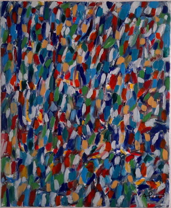 Painting titled "All-Over 1" by Alexandre Pons, Original Artwork, Acrylic Mounted on Wood Stretcher frame