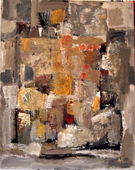 Painting titled "COMPOSITION OCRE-GR…" by Alexandre Pons, Original Artwork, Oil