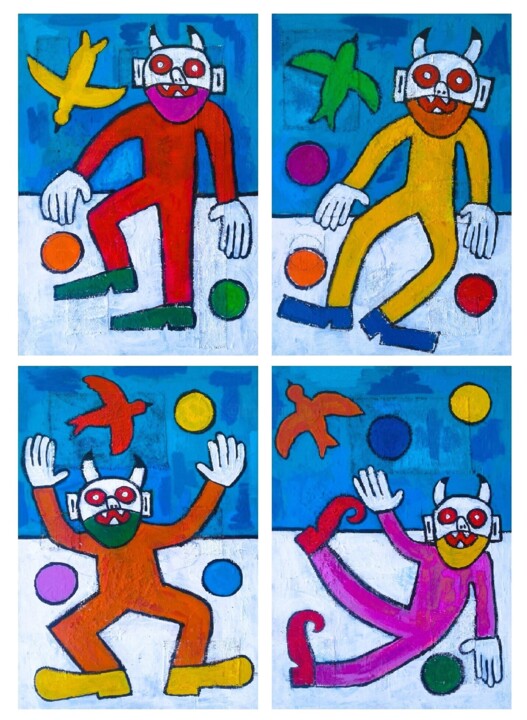 Peinture intitulée "La Troupe" par Alexandre Reigada, Œuvre d'art originale, Acrylique