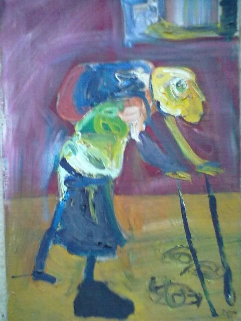 Painting titled "la vieille" by Alexandre Sacha Putov (1940-2008) Benezi, Original Artwork