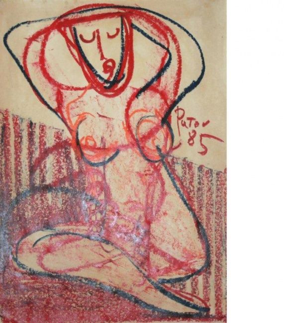 绘画 标题为“nu féminin” 由Alexandre Sacha Putov (1940-2008) Benezi, 原创艺术品, 油