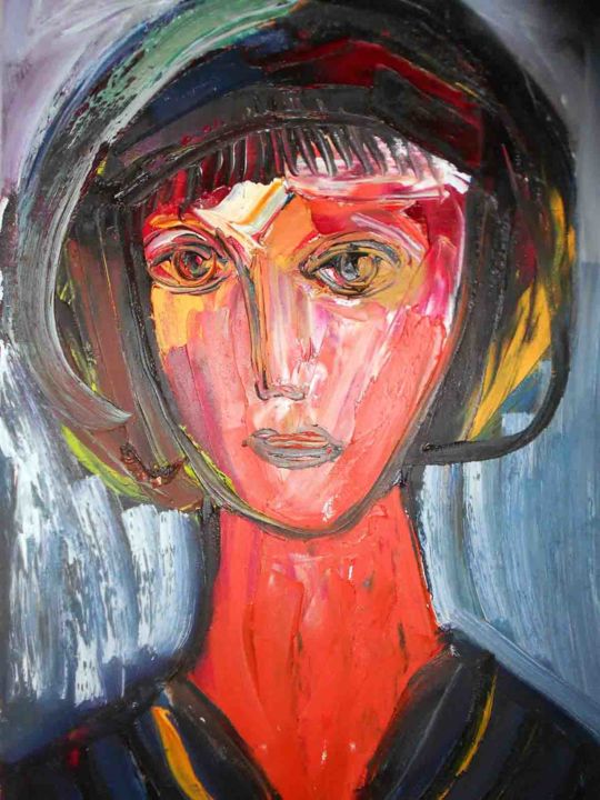 Pittura intitolato "Portrait de femme e…" da Alexandre Sacha Putov (1940-2008) Benezi, Opera d'arte originale, Olio