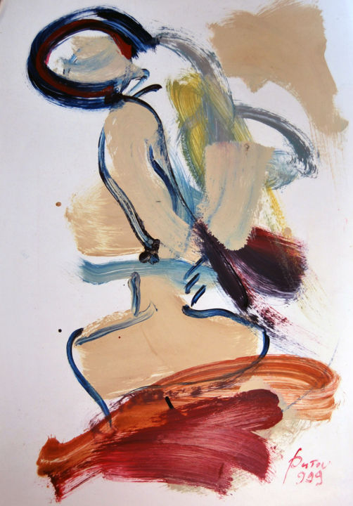 Peinture intitulée "oil on paper certif…" par Alexandre Sacha Putov (1940-2008) Benezi, Œuvre d'art originale