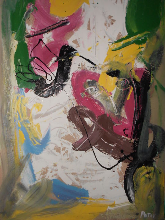 Painting titled "huile sur papier ab…" by Alexandre Sacha Putov (1940-2008) Benezi, Original Artwork, Oil