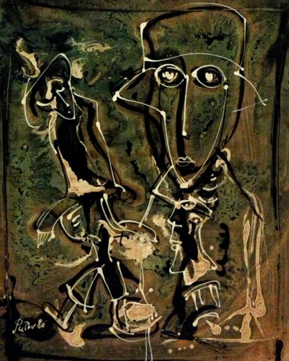 Pintura titulada "sans titre années 8…" por Alexandre Sacha Putov (1940-2008) Benezi, Obra de arte original, Oleo