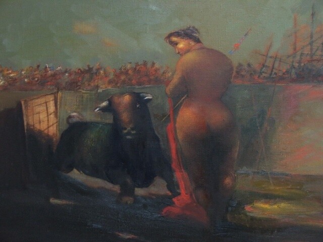 Картина под названием "Женщина и бык" - Alexandre Sargsyan, Подлинное произведение искусства