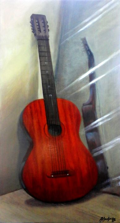 Malerei mit dem Titel "guitar brazilian" von Alexandrides, Original-Kunstwerk, Acryl
