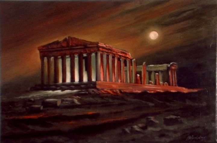 Peinture intitulée "Parthenon" par Alexandrides, Œuvre d'art originale, Huile