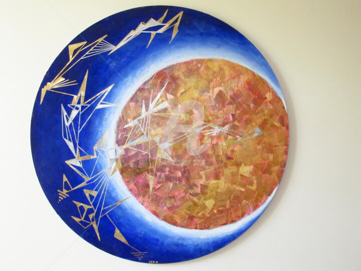 Peinture intitulée "Lune&Soleil 222222" par Alexandrie Baquié, Œuvre d'art originale, Acrylique Monté sur Autre panneau rigi…
