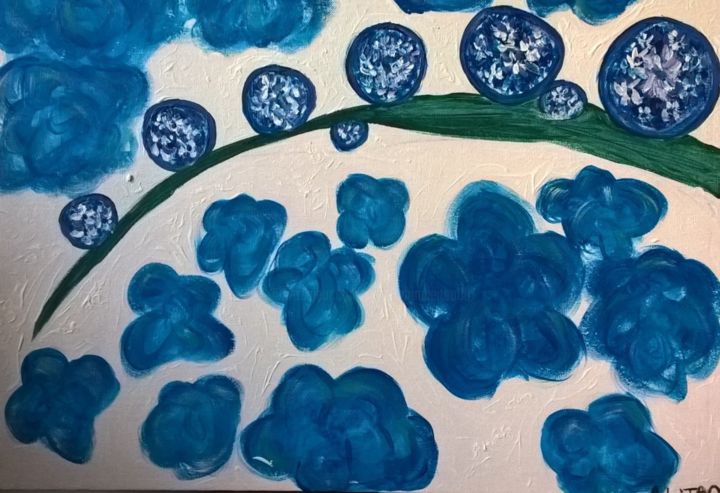 Peinture intitulée "Les gouttes bleues" par Alexandrina Leitao, Œuvre d'art originale, Acrylique