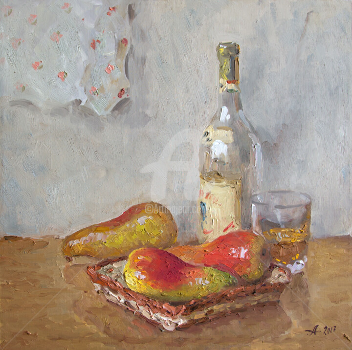 Painting titled "Pears" by Alexander Alexandrovsky, Original Artwork, Oil