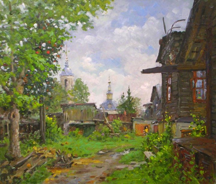 Painting titled "The Murom Yard" by Alexander Alexandrovsky, Original Artwork