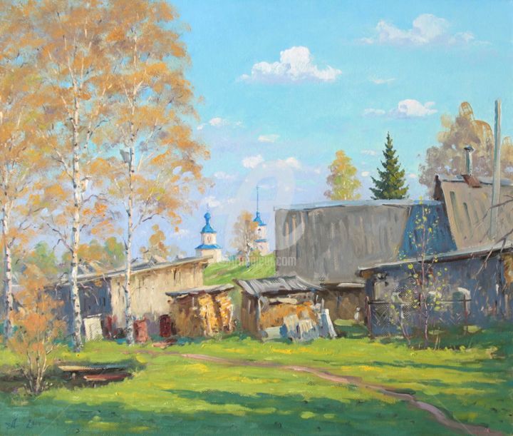 Peinture intitulée "Backyards of the Ya…" par Alexander Alexandrovsky, Œuvre d'art originale, Huile