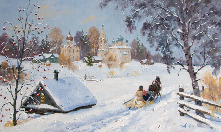 Schilderij getiteld "The Old Ladoga. Rus…" door Alexander Alexandrovsky, Origineel Kunstwerk, Olie