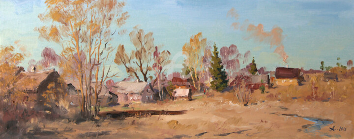 Peinture intitulée "Izborsk houses" par Alexander Alexandrovsky, Œuvre d'art originale, Huile