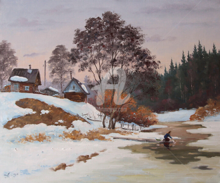 Painting titled "The Pasha river. Ma…" by Alexander Alexandrovsky, Original Artwork, Oil