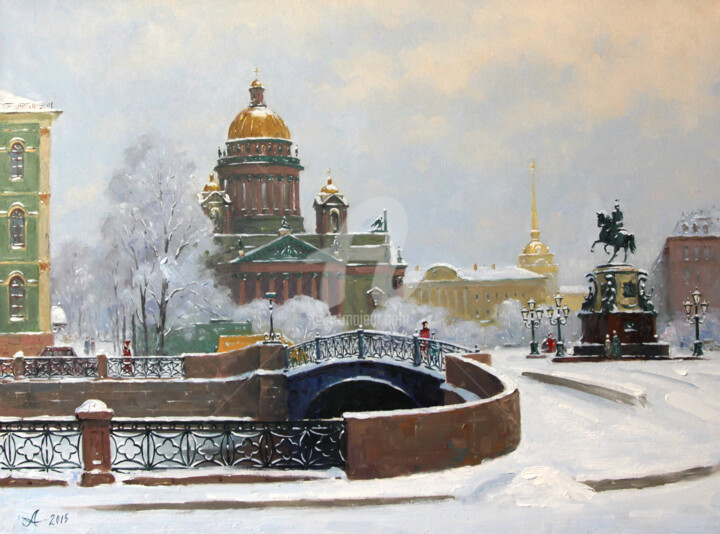 Malerei mit dem Titel "Blue Bridge. St.Pet…" von Alexander Alexandrovsky, Original-Kunstwerk