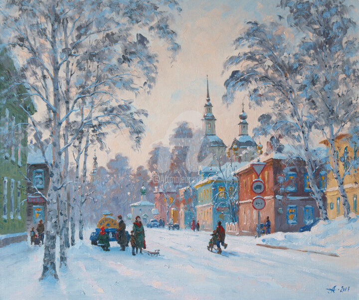 绘画 标题为“Russian winter. Gre…” 由Alexander Alexandrovsky, 原创艺术品, 油
