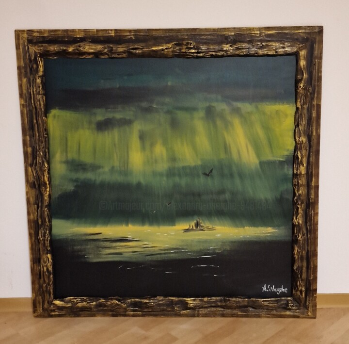 Painting titled "GREEN STORM" by Alexandru Gherghe, Original Artwork, Acrylic