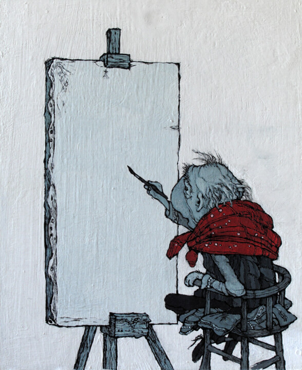 「карлик за холстом」というタイトルの絵画 Aleksandrs Sehovcovsによって, オリジナルのアートワーク, アクリル