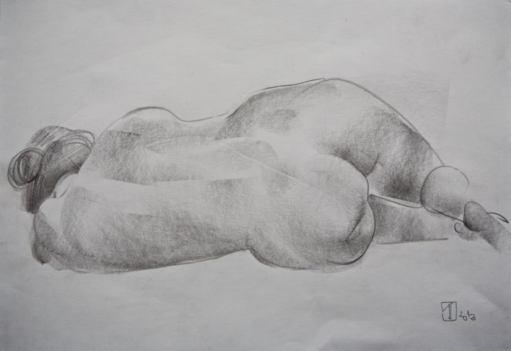 Drawing titled "Nude №17" by Alexander Glazkov, Original Artwork, Graphite