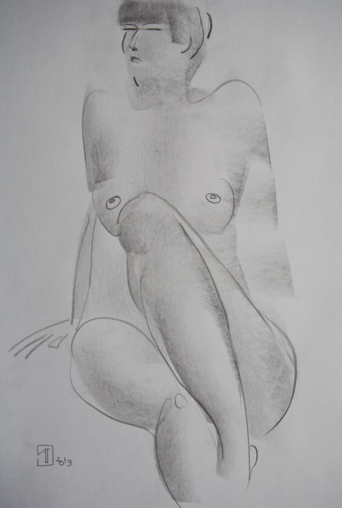 Disegno intitolato "Nude №24" da Alexander Glazkov, Opera d'arte originale, Grafite