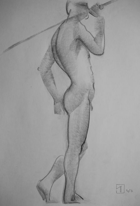 Drawing titled "Nude №26" by Alexander Glazkov, Original Artwork, Graphite