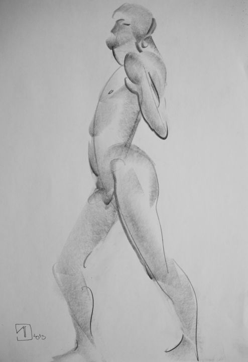 Drawing titled "Nude №27" by Alexander Glazkov, Original Artwork, Graphite