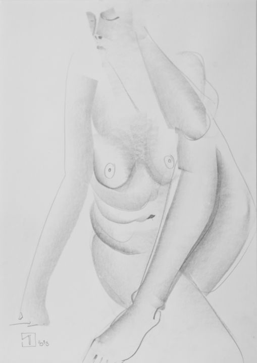 Drawing titled "Nude №30" by Alexander Glazkov, Original Artwork, Graphite