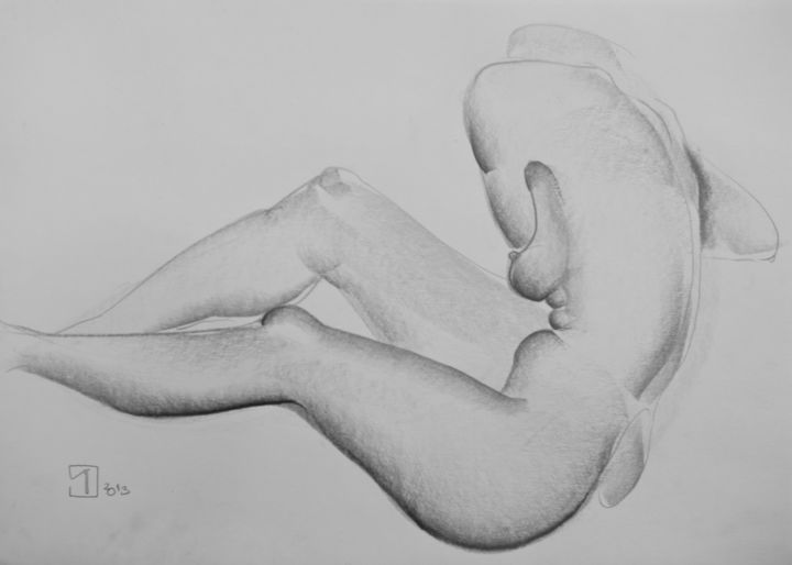 Drawing titled "Nude №32" by Alexander Glazkov, Original Artwork, Graphite